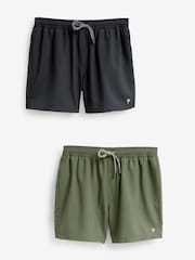 Black/Khaki Green Essential Swim Shorts 2 Pack - Image 1 of 21