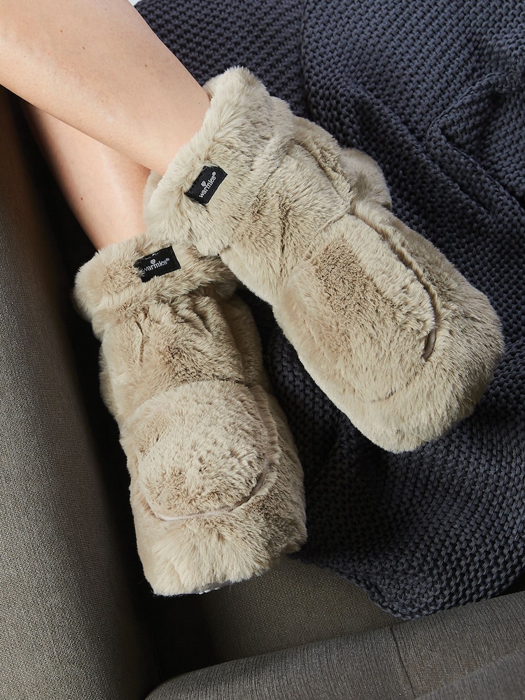 Warmies Light Brown Heatable Luxury Boot Slippers - Image 1 of 4