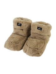 Warmies Light Brown Heatable Luxury Boot Slippers - Image 3 of 4