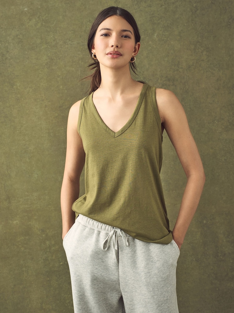 Olive Green Modal Slouch Vest - Image 2 of 8