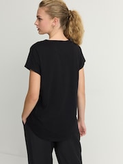 Black V-Neck Cap Sleeve T-Shirt - Image 4 of 4