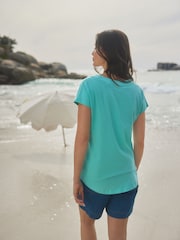 Blue V-Neck Cap Sleeve T-Shirt - Image 3 of 4