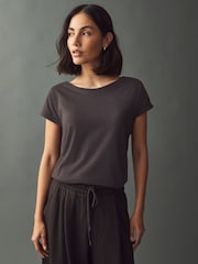 Shale Brown Cap Sleeve T-Shirt Top - Image 1 of 7