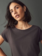 Shale Brown Cap Sleeve T-Shirt Top - Image 3 of 7