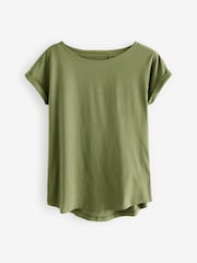 Olive Green Cap Sleeve T-Shirt Top - Image 6 of 8