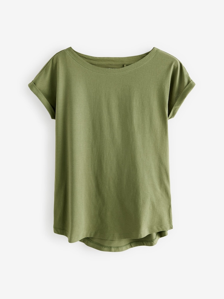 Olive Green Cap Sleeve T-Shirt Top - Image 6 of 8