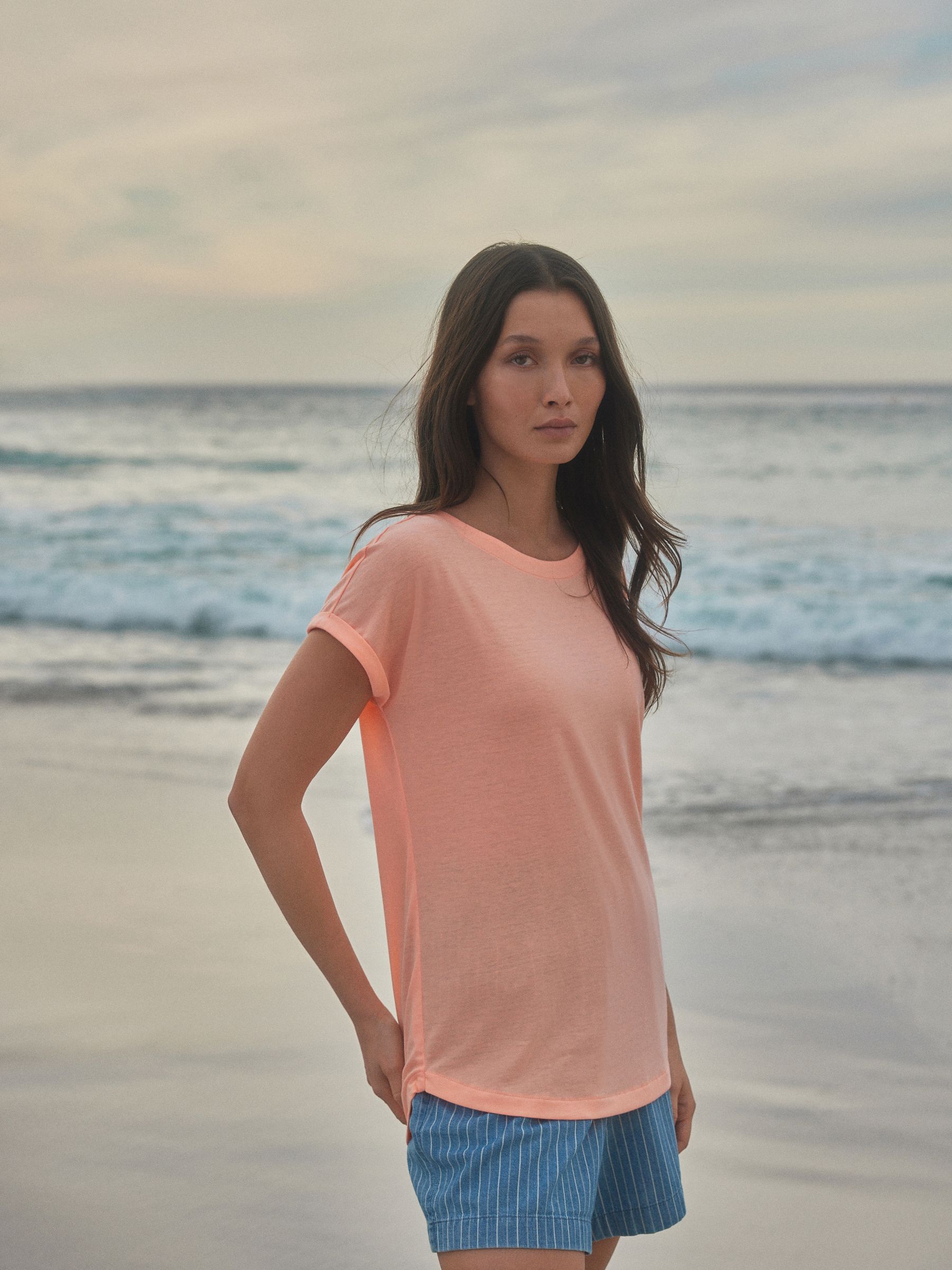 Buy Peach Pink Cap Sleeve T-Shirt Top from Next USA