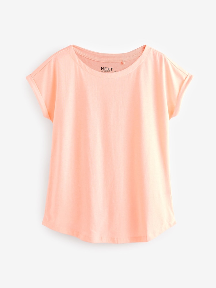 Peach Pink Cap Sleeve T-Shirt Top - Image 6 of 8