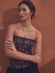 Aztec Print Cotton Rich Bandeau Boobtube Top - Image 1 of 4