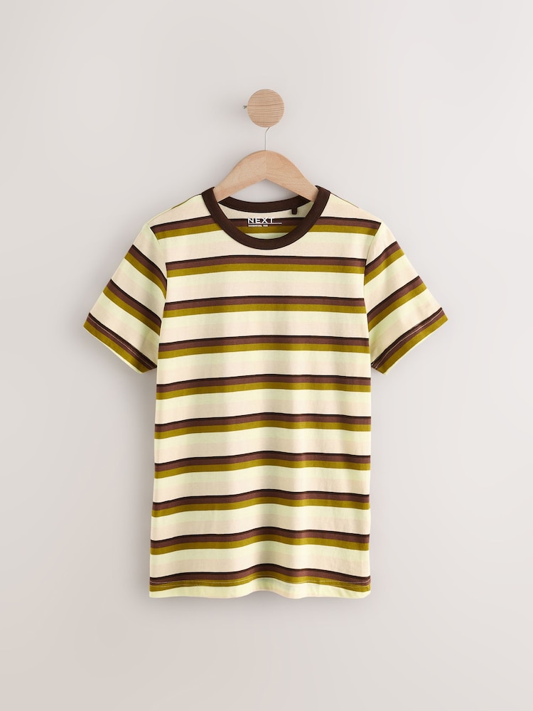 Rayure écru/chocolat - T-shirt Essential Pure Cotton Manchester Courts Col rond - Image 5 of 7