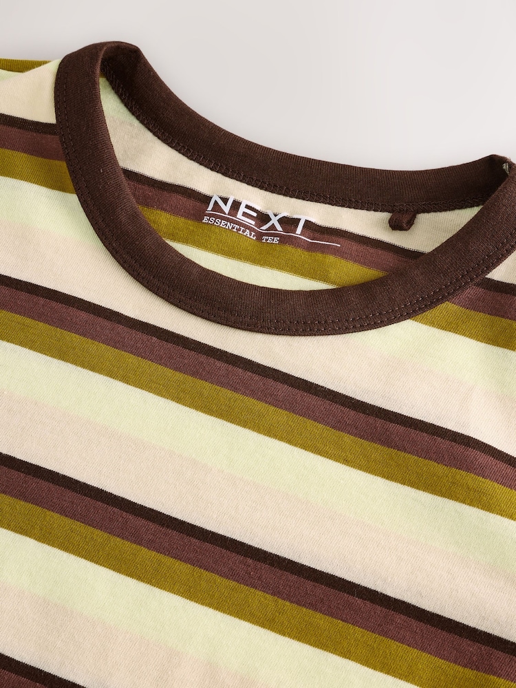 Rayure écru/chocolat - T-shirt Essential Pure Cotton Manchester Courts Col rond - Image 6 of 7