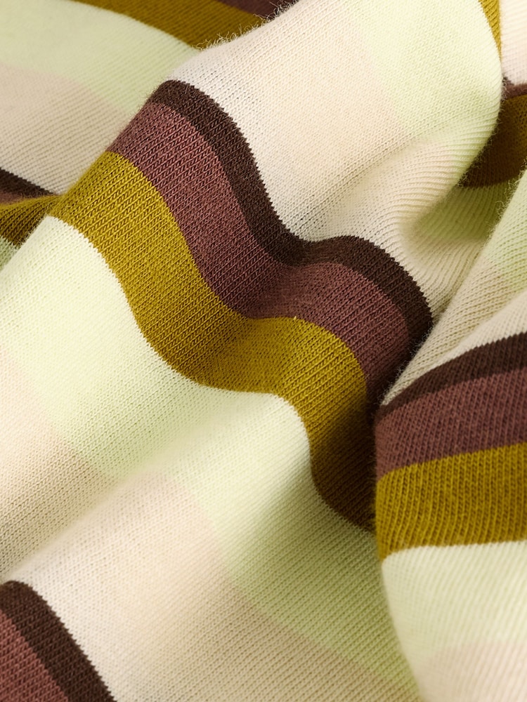 Ecru/Chocolate Stripe Essential Pure Cotton Short Sleeve Crew Neck T-Shirt - Image 7 of 7