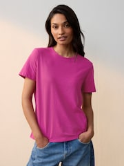 Raspberry Pink The Everyday Crew Neck Cotton Rich Short Sleeve T-Shirt - Image 1 of 5