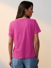 Raspberry Pink The Everyday Crew Neck Cotton Rich Short Sleeve T-Shirt - Image 2 of 5