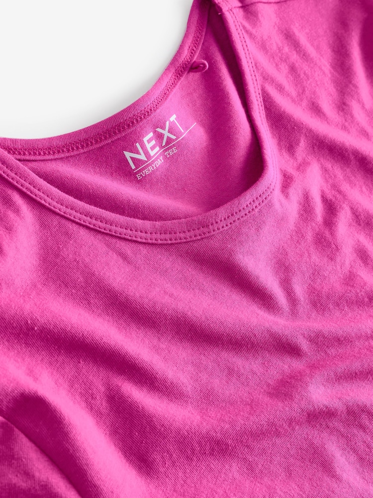 Raspberry Pink The Everyday Crew Neck Cotton Rich Short Sleeve T-Shirt - Image 5 of 5