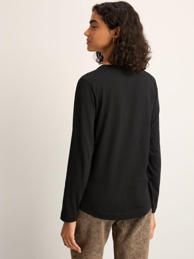 Black 100% Cotton Long Sleeve T-Shirt - Image 3 of 8