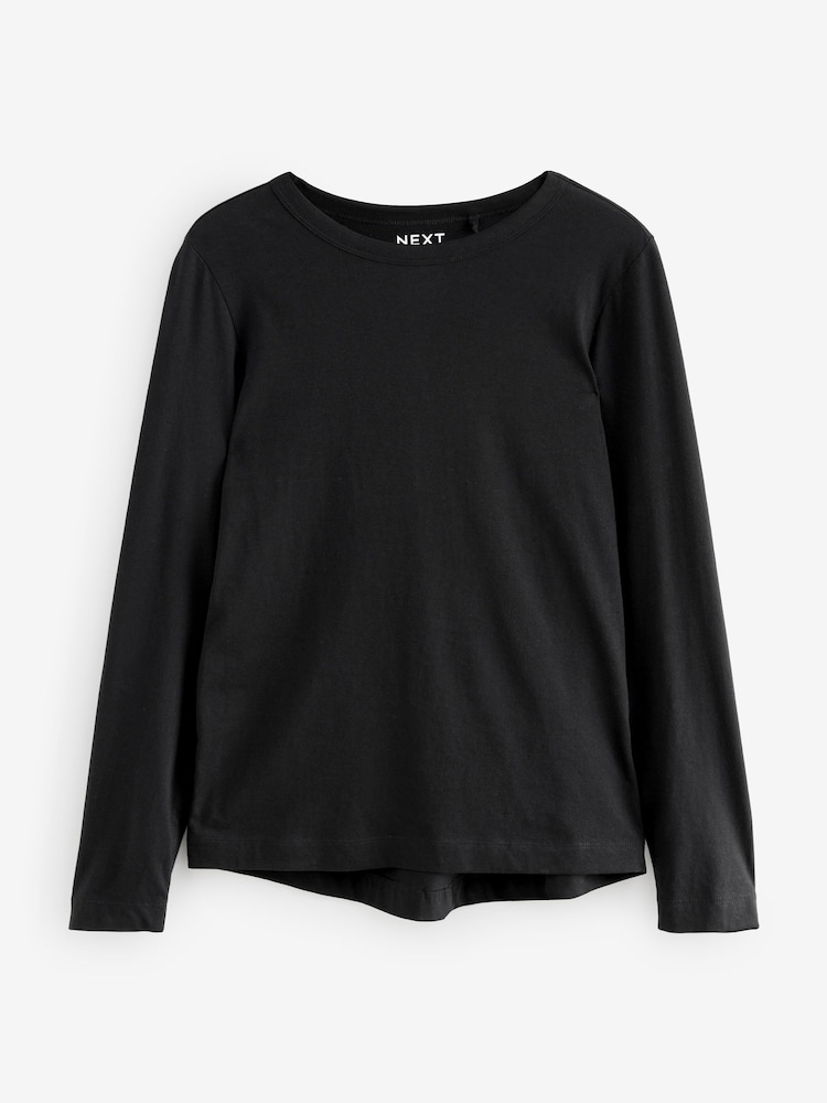 Black 100% Cotton Long Sleeve T-Shirt - Image 5 of 8