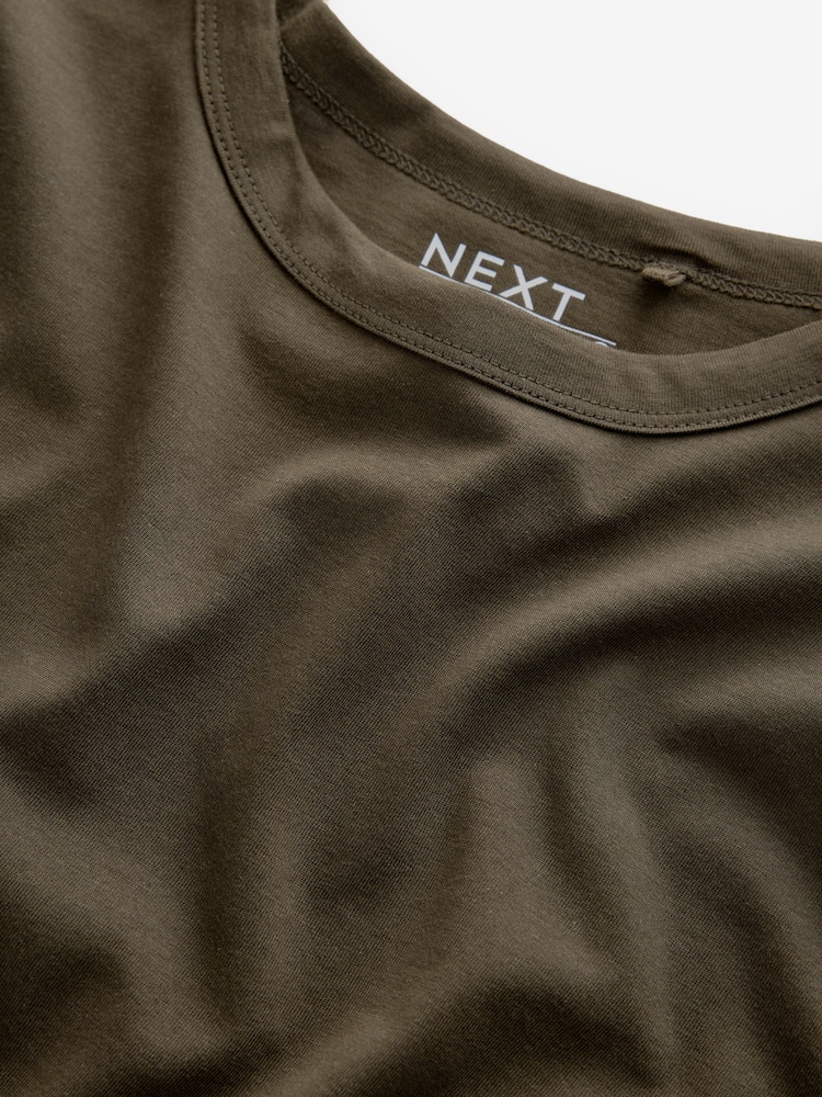 Olive Green 100% Cotton Long Sleeve T-Shirt - Image 10 of 11