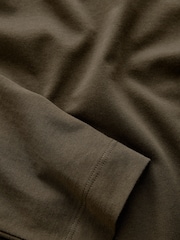 Olive Green 100% Cotton Long Sleeve T-Shirt - Image 11 of 11