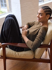 Olive Green 100% Cotton Long Sleeve T-Shirt - Image 2 of 11
