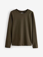 Olive Green 100% Cotton Long Sleeve T-Shirt - Image 9 of 11
