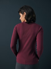 Wine Red Long Sleeve Ribbed T-Shirt - Image 3 of 7
