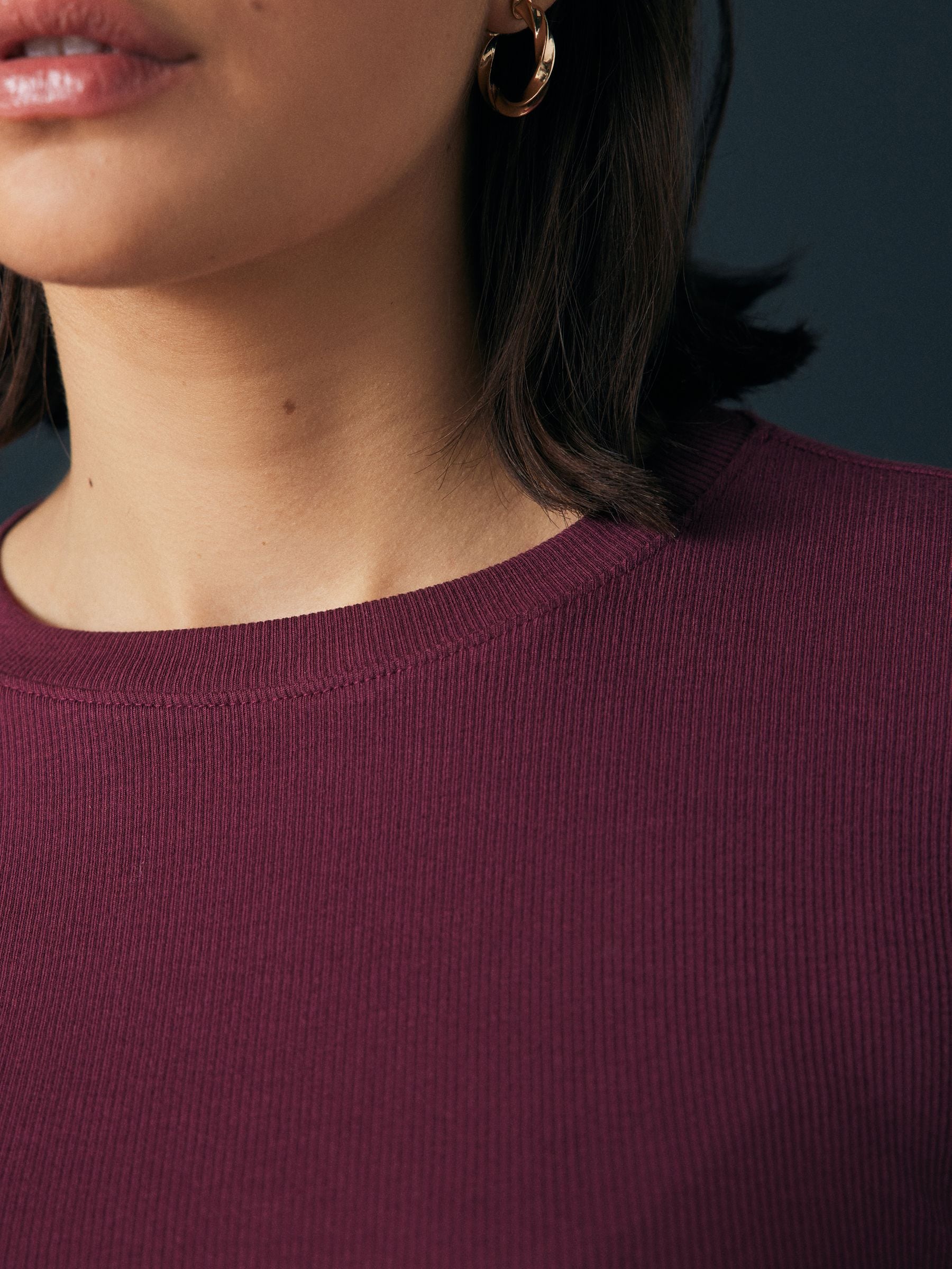 Buy Wine Red Long Sleeve Ribbed T-Shirt from Next USA