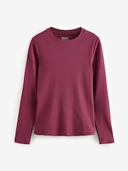 Wine Red Long Sleeve Ribbed T-Shirt - Image 5 of 7