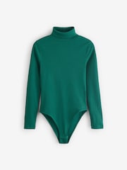 Forest Green Long Sleeve Ribbed Roll Neck Bodysuit - Image 5 of 7