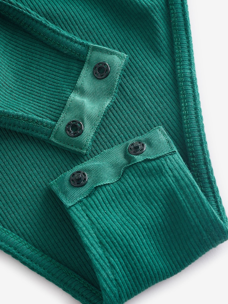 Forest Green Long Sleeve Ribbed Roll Neck Bodysuit - Image 6 of 7