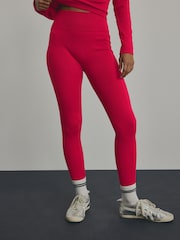 Red Ribbed Seamless High Waist Leggings - Image 3 of 6