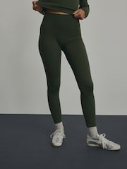 Forest Green Ribbed Seamless High Waist Leggings - Image 2 of 8
