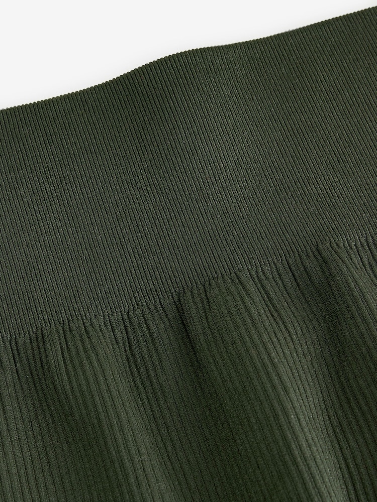 Forest Green Ribbed Seamless High Waist Leggings - Image 8 of 8