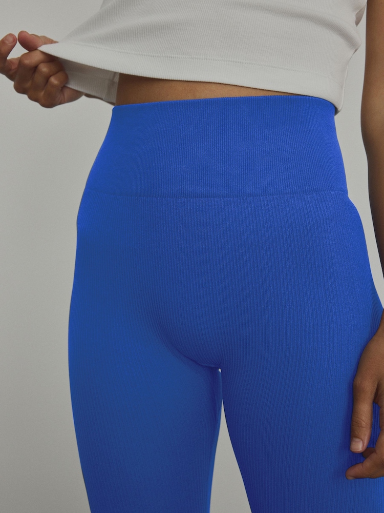 Kobaltblauw - Geribbelde naadloze legging met hoge taille - Image 4 of 7