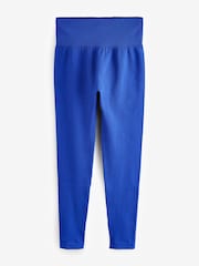 Cobalt Blue Ribbed Seamless High Waist Leggings - Image 5 of 7