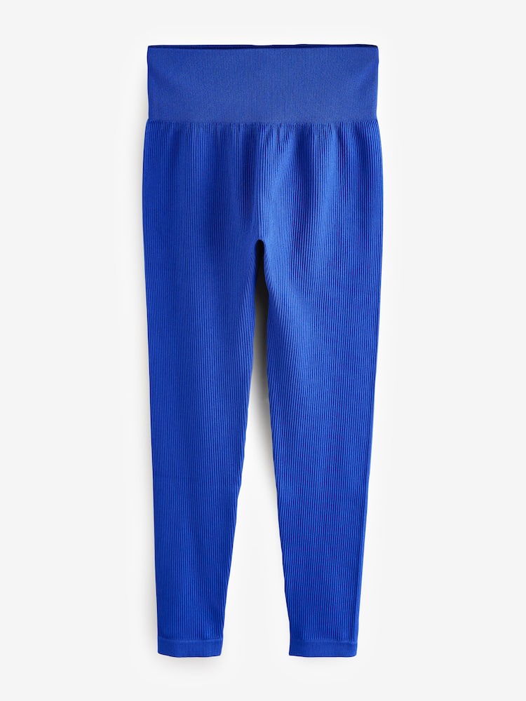 Kobaltblauw - Geribbelde naadloze legging met hoge taille - Image 5 of 7
