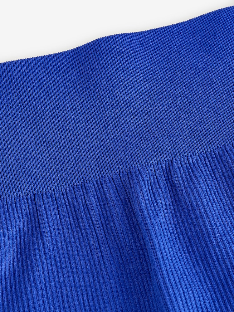 Cobalt Blue Ribbed Seamless High Waist Leggings - Image 7 of 7