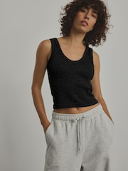 Black Ribbed Seamless Vest Top - Image 1 of 6