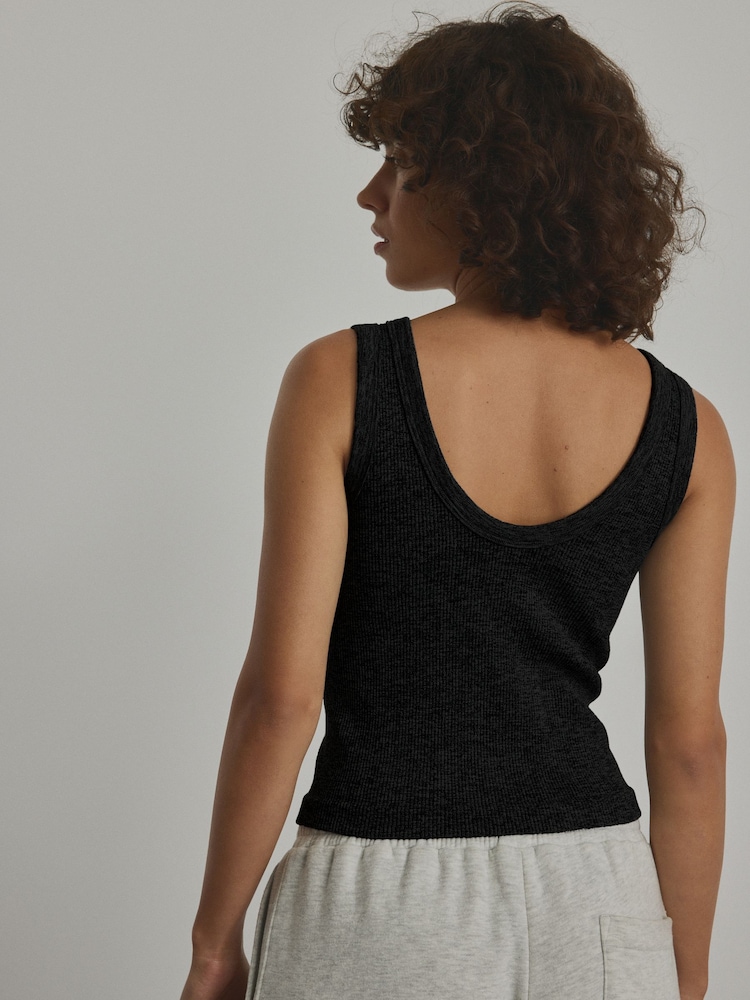 Black Ribbed Seamless Vest Top - Image 2 of 6