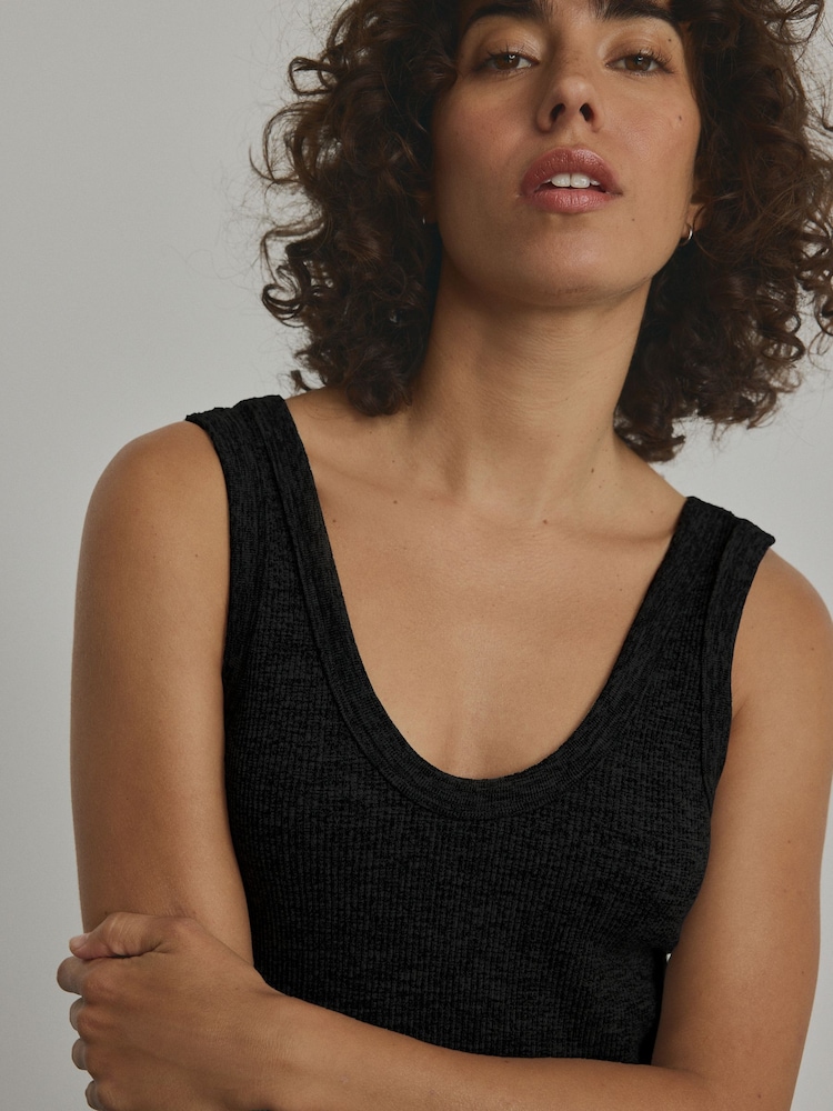 Noir - Gilet sans coutures à côtes - Image 3 of 6