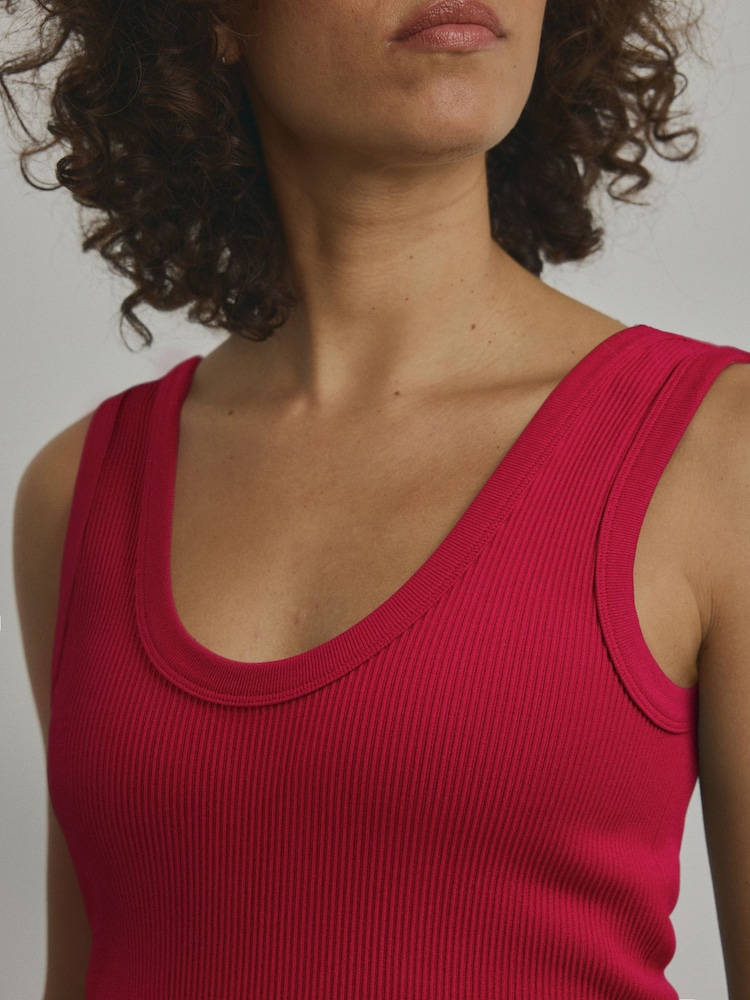 Rouge - Débardeur côtelé sans coutures - Image 3 of 6