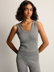 Grey Marl Ribbed Seamless Vest Top - Image 1 of 12