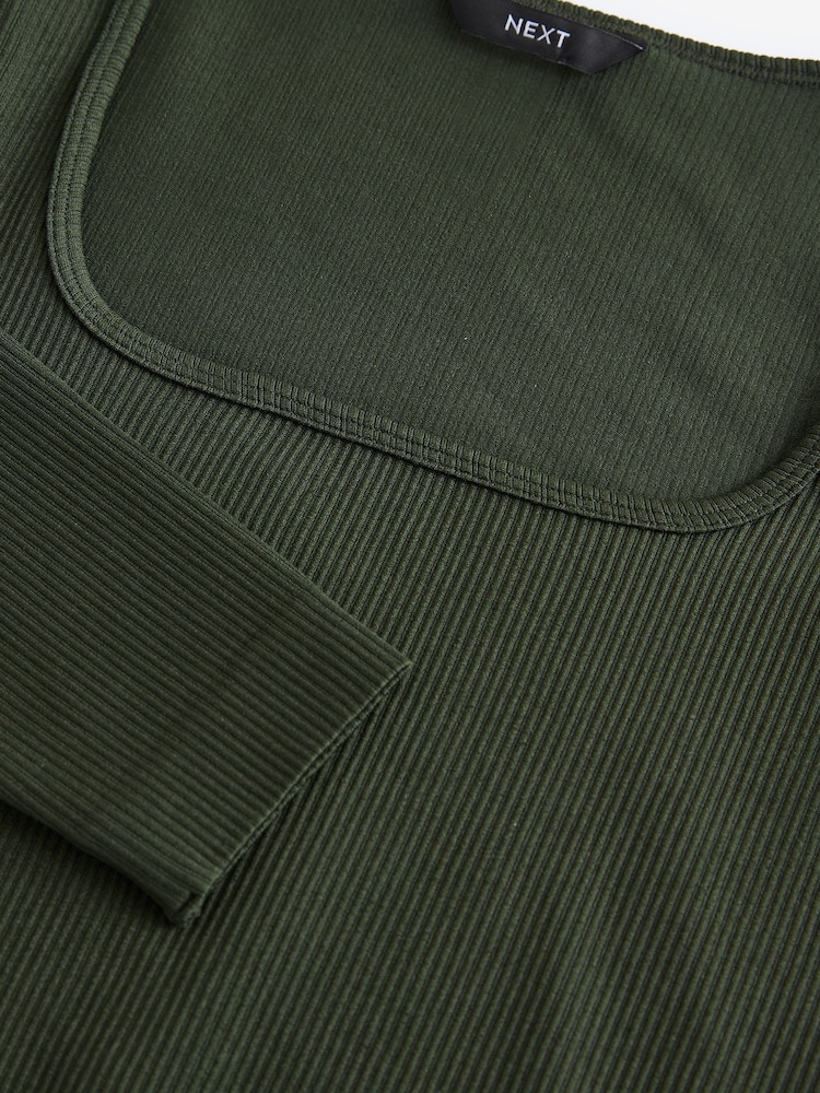 Forest Green Scoop Ribbed Long Sleeve Top - Image 7 of 7 Forest Green Scoop Ribbed Long Sleeve Top - Image 7 of 7