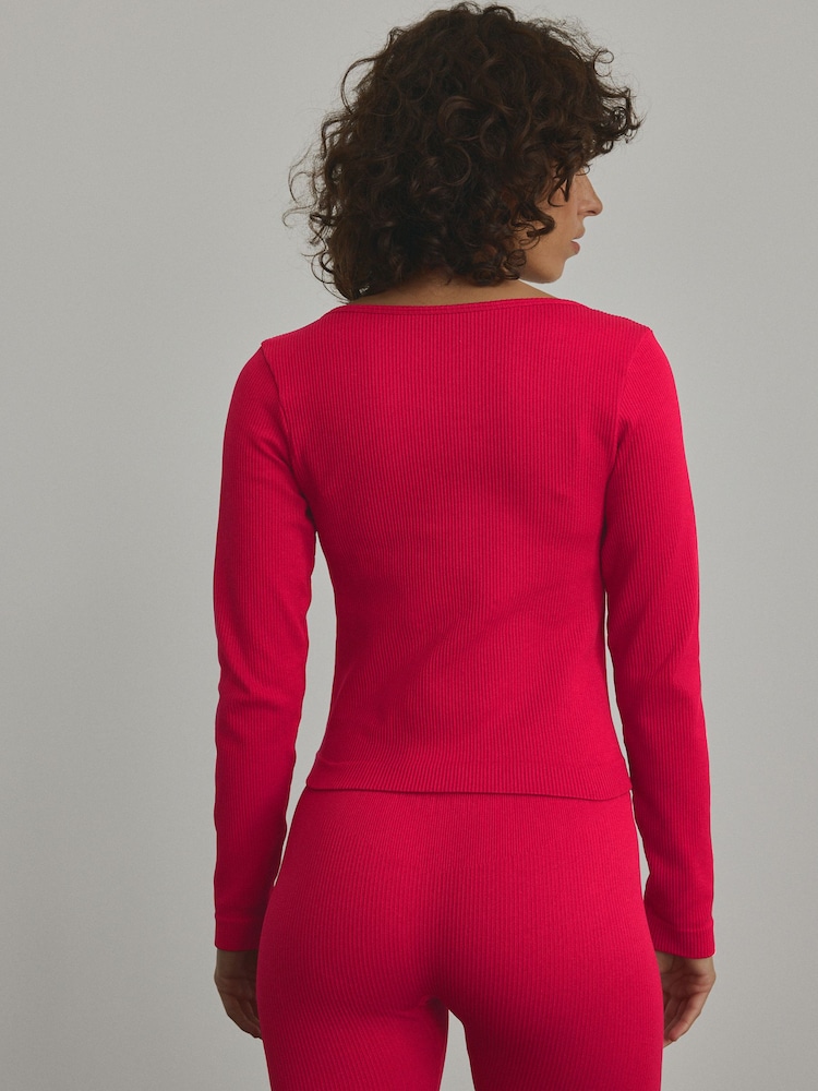 Rouge - Scoop Ribbed Manches longues Top - Image 3 of 7