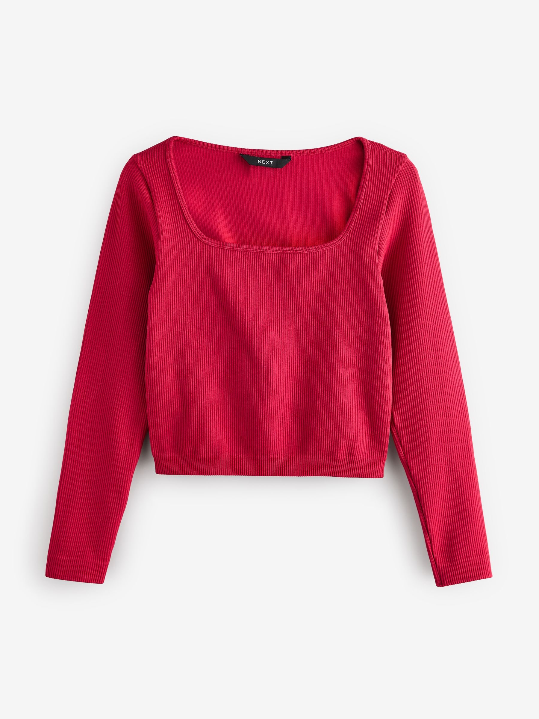Buy Red Scoop Ribbed Long Sleeve Top from Next Canada