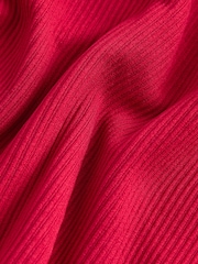 Red Scoop Ribbed Long Sleeve Top - Image 6 of 7
