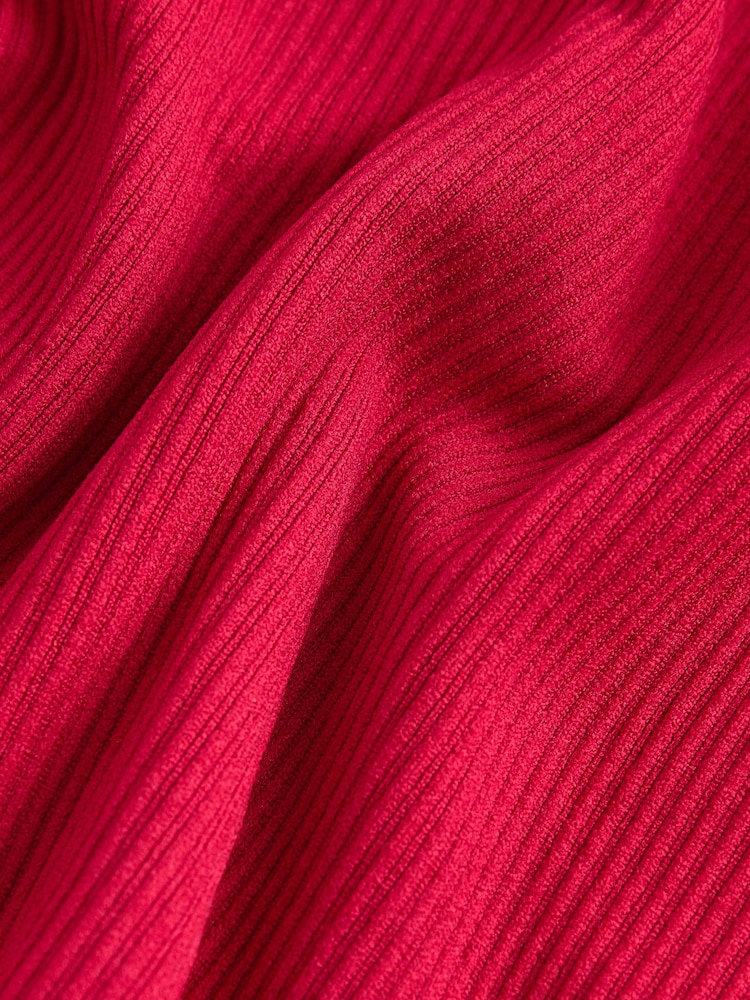 Rouge - Scoop Ribbed Manches longues Top - Image 6 of 7