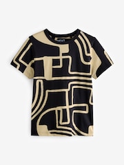 Monochrom mit geschwungendem Muster - Essential Kurzarm-T-Shirt aus reiner Baumwolle mit Rundhalsausschnitt - Image 5 of 7