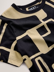 Monochrom mit geschwungendem Muster - Essential Kurzarm-T-Shirt aus reiner Baumwolle mit Rundhalsausschnitt - Image 6 of 7