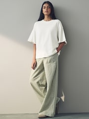 White Oversized Relaxed Fit Boxy Heavyweight Crew Neck T-Shirt - Image 2 of 8